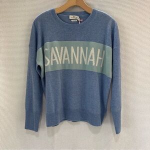 Vineyard Vines Savannah Crew Neck Sweater Cashmere Blue & Green Medium NEW